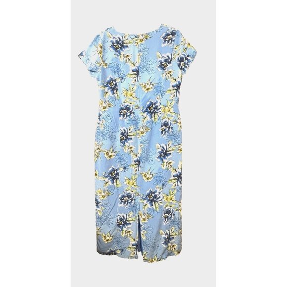Metro Style Blue Silk Floral Maxi Dress 14 Elegant Fitted Summer Garden Cottage - Picture 2 of 14